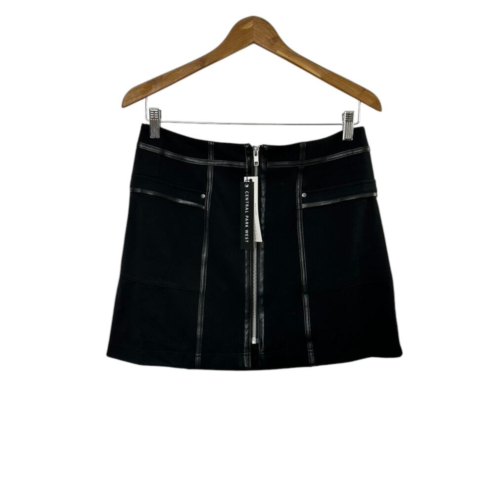 Central Park West Black Zip Front Mini Skirt Women's Size Medium NEW